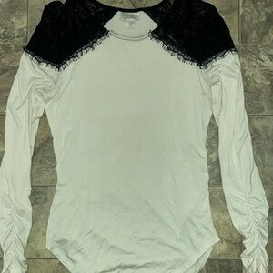 Bisou Bisou Black and White Lace Top
